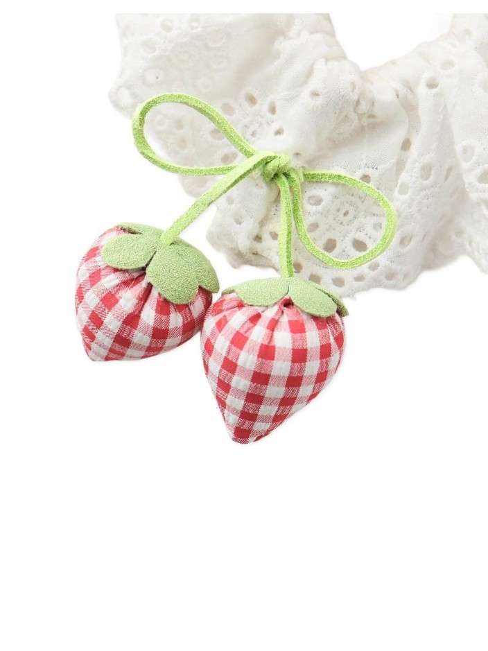Via Eyelet Scrunchie with Strawberry Appliqué