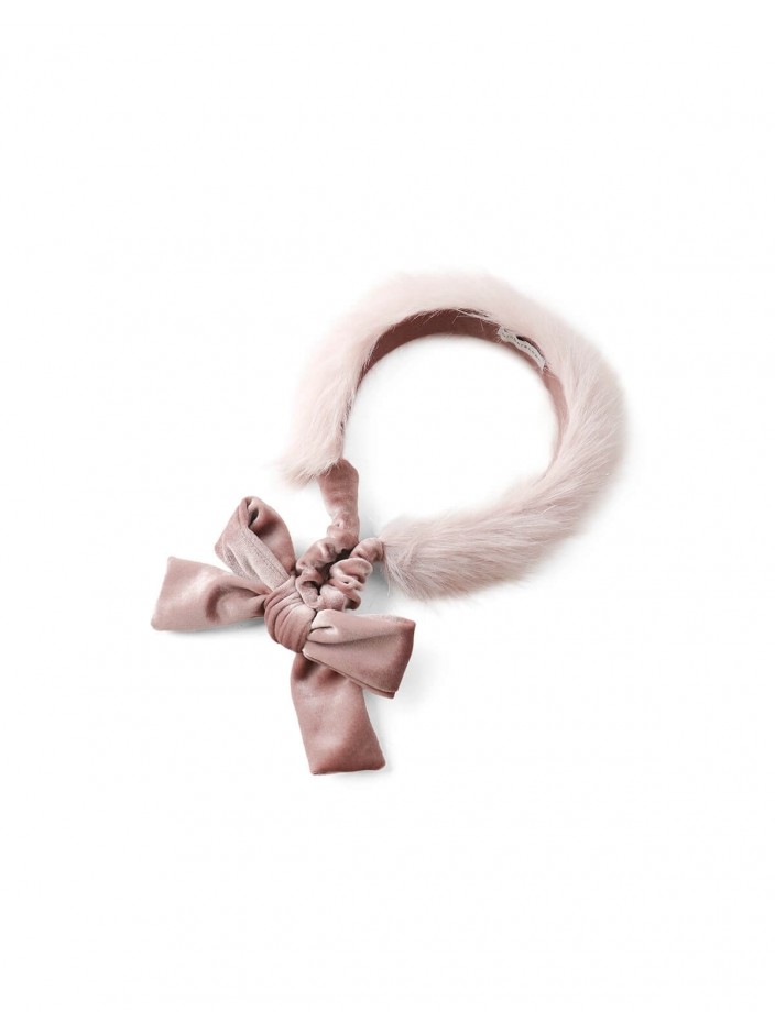 Sylvia Faux Fur Headband with Velvet Bow