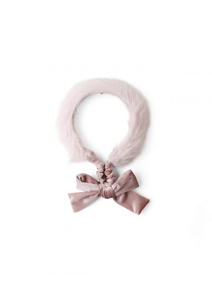 Sylvia Faux Fur Headband with Velvet Bow