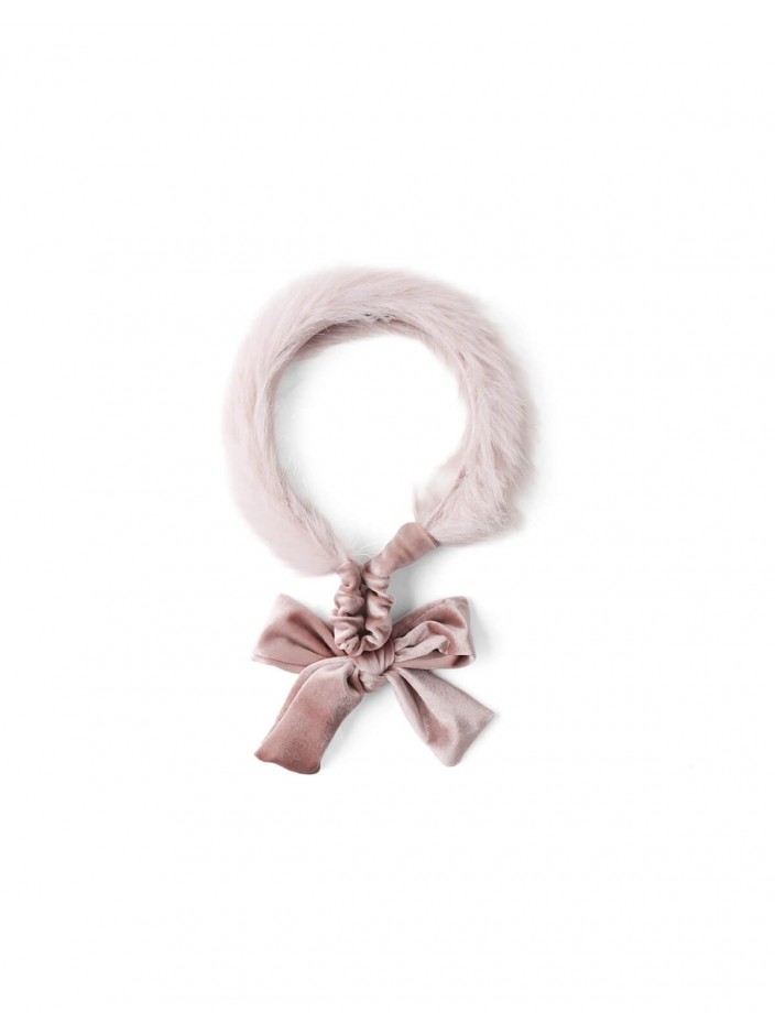 Sylvia Faux Fur Headband with Velvet Bow