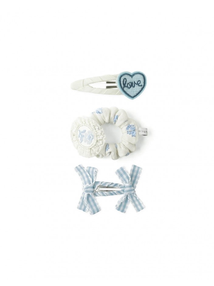 Celeste Blue and White Hair Clip Set