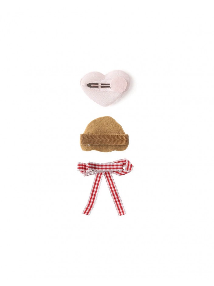 Cosette Poodle, Heart, and Bow Hair Clip Set
