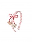 Elara Checkered Headband with Bow and Poodle Appliqués