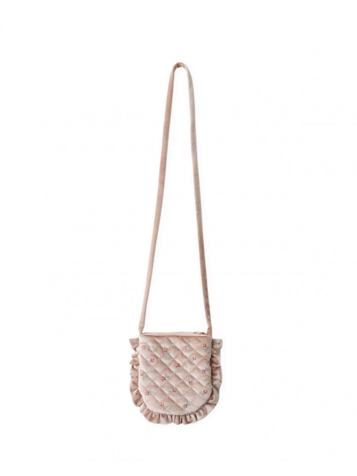 Cory Quilted Velvet Bag with Embroidery