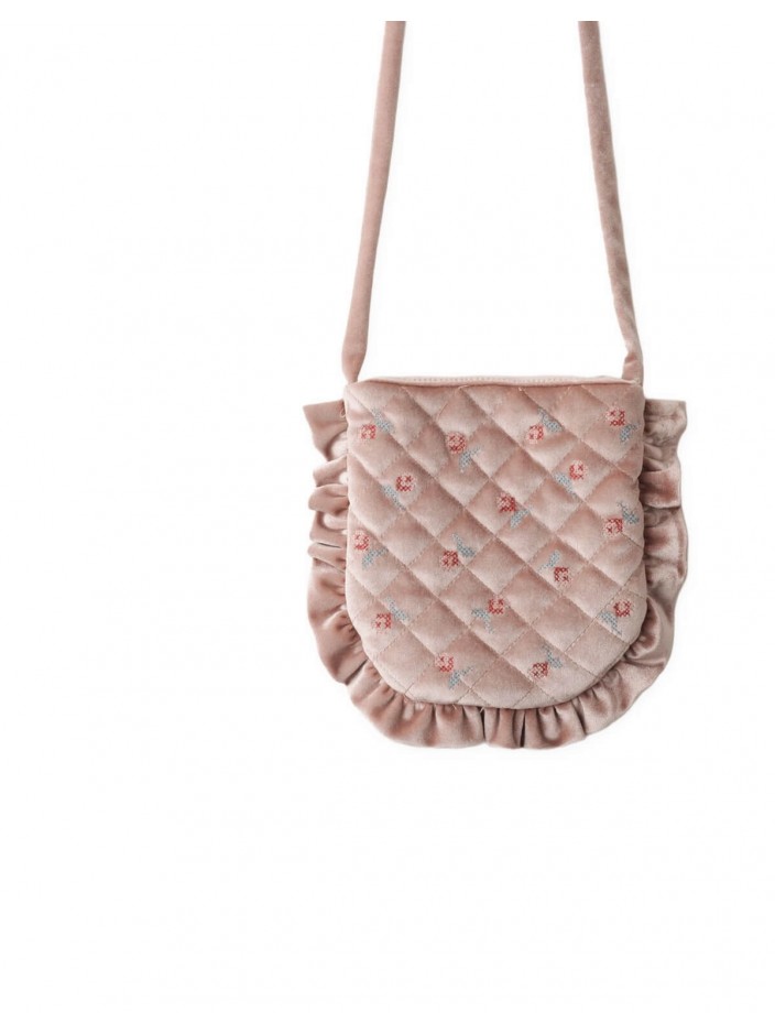 Cory Quilted Velvet Bag with Embroidery