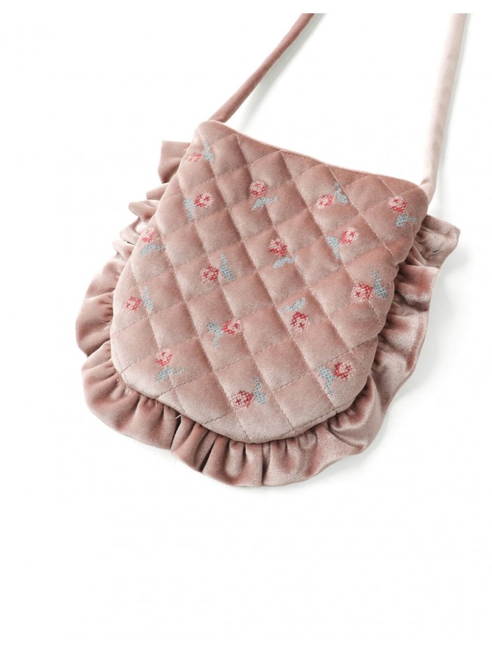 Cory Quilted Velvet Bag with Embroidery