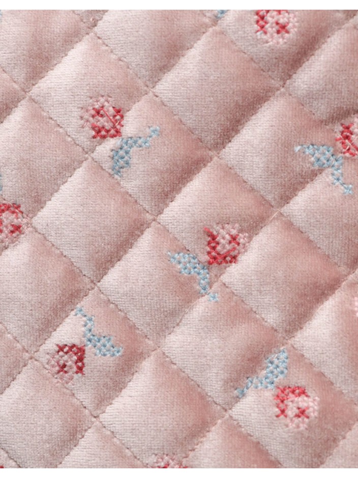 Cory Quilted Velvet Bag with Embroidery