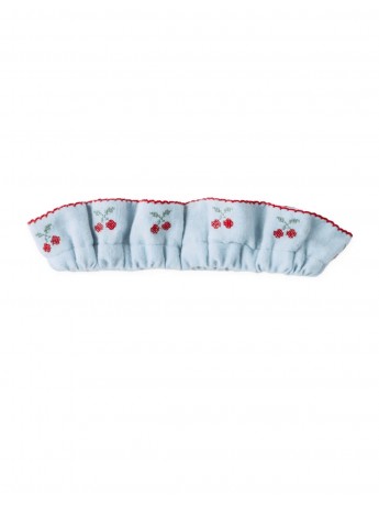 Lucca Ruffled Embroidered Turban with Picot Trim