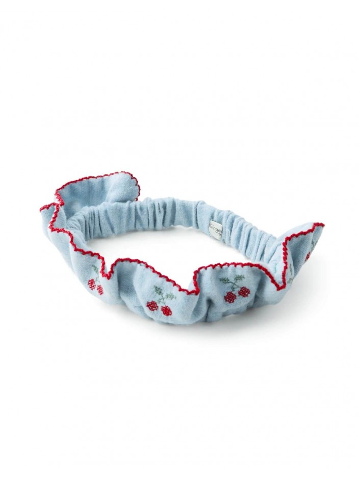 Lucca Ruffled Embroidered Turban with Picot Trim