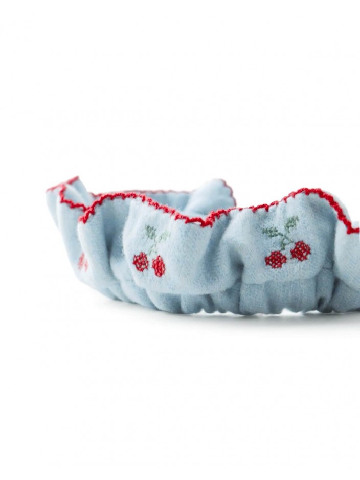 Lucca Ruffled Embroidered Turban with Picot Trim