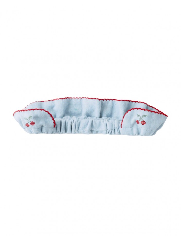 Lucca Ruffled Embroidered Turban with Picot Trim