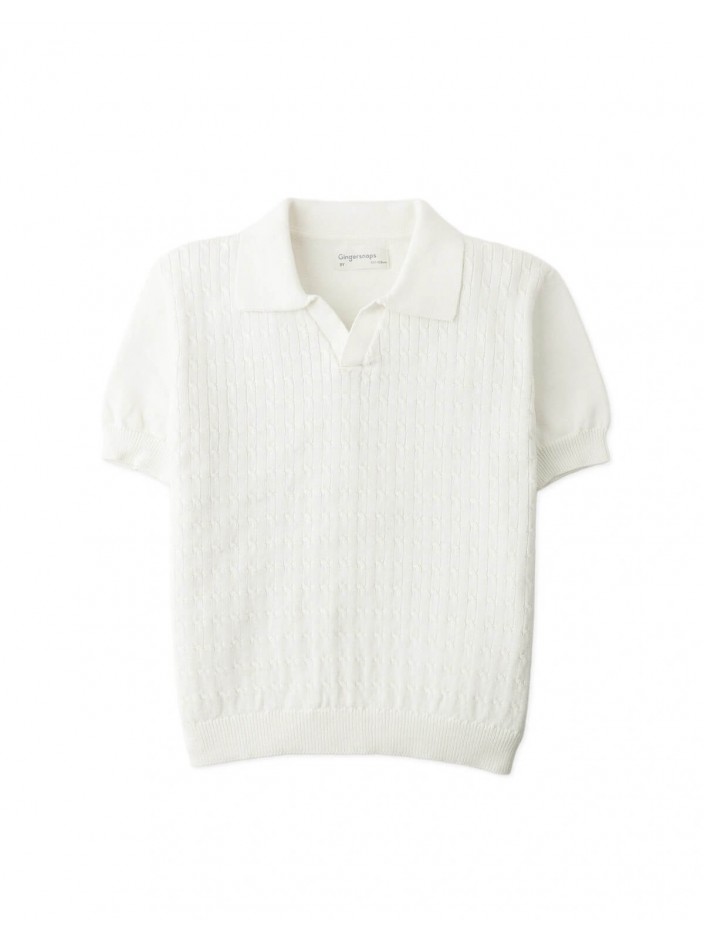 Steven Fine Cable Knit Open-Collar Polo