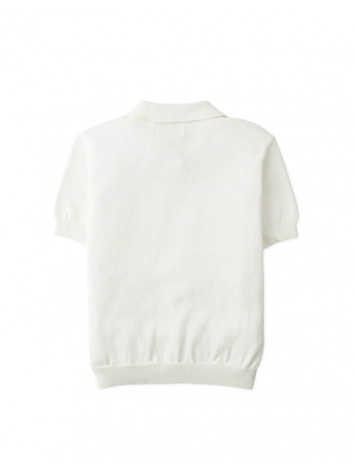 Steven Fine Cable Knit Open-Collar Polo
