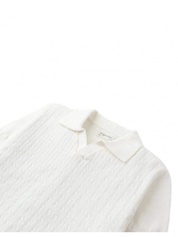 Steven Fine Cable Knit Open-Collar Polo
