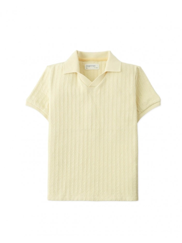 Dae Cable Knit Open-Collar Polo