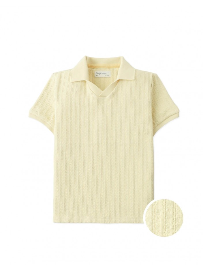 Dae Cable Knit Open-Collar Polo