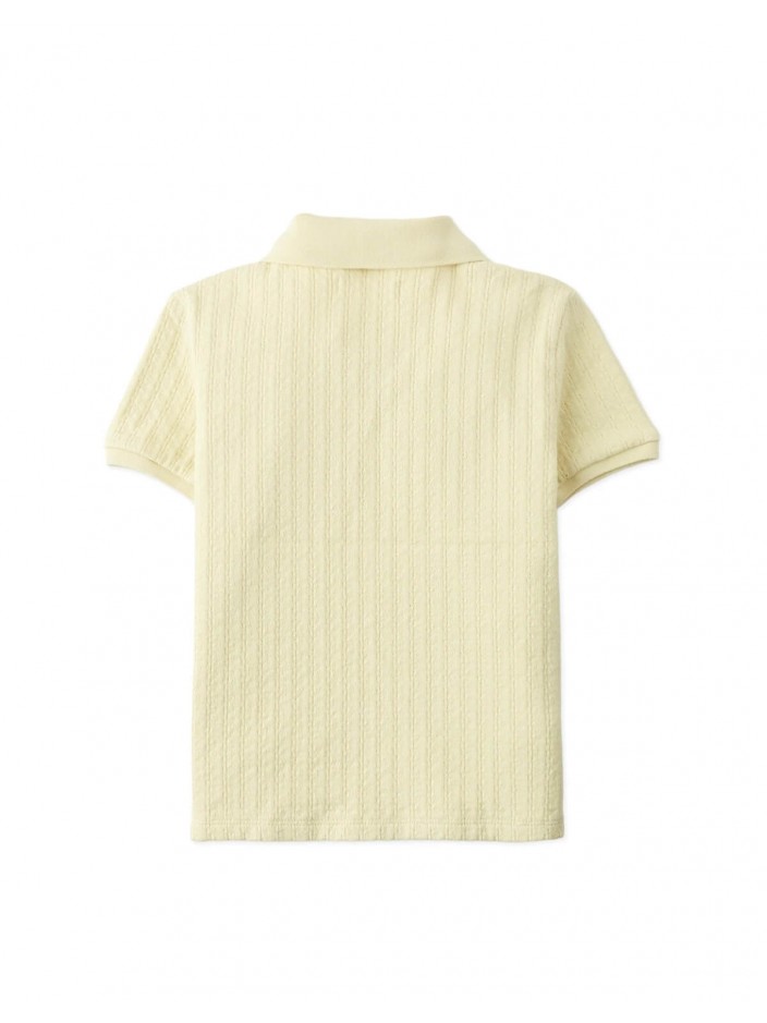 Dae Cable Knit Open-Collar Polo