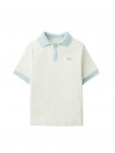 Kiyoto Ribbed Pointelle Knit Polo with Contrast Details