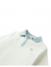 Kiyoto Ribbed Pointelle Knit Polo with Contrast Details