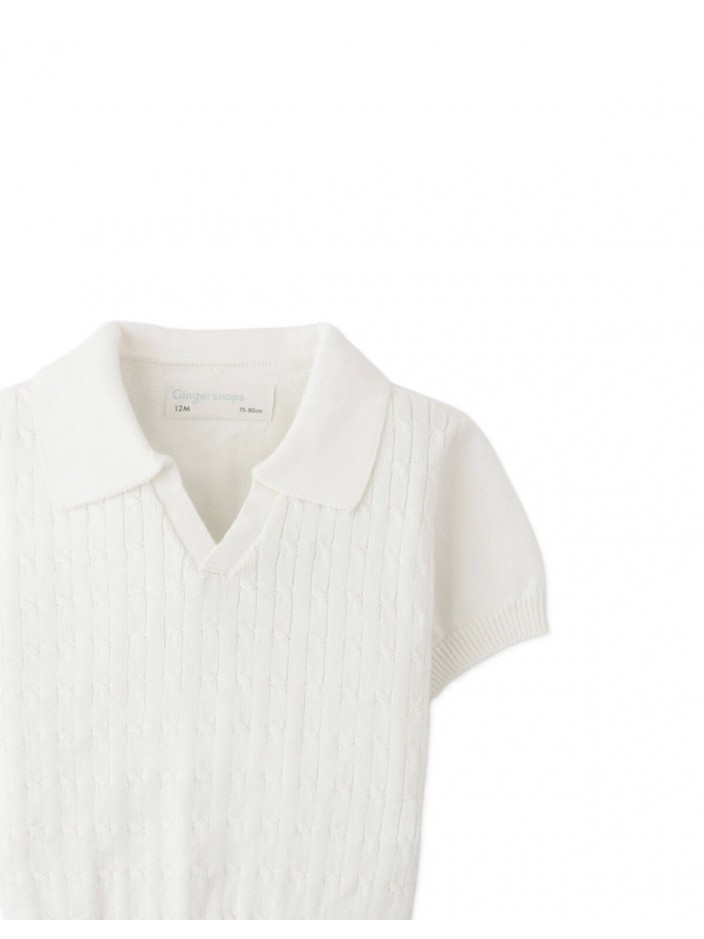 Baby Steven Fine Cable Knit Open-Collar Polo