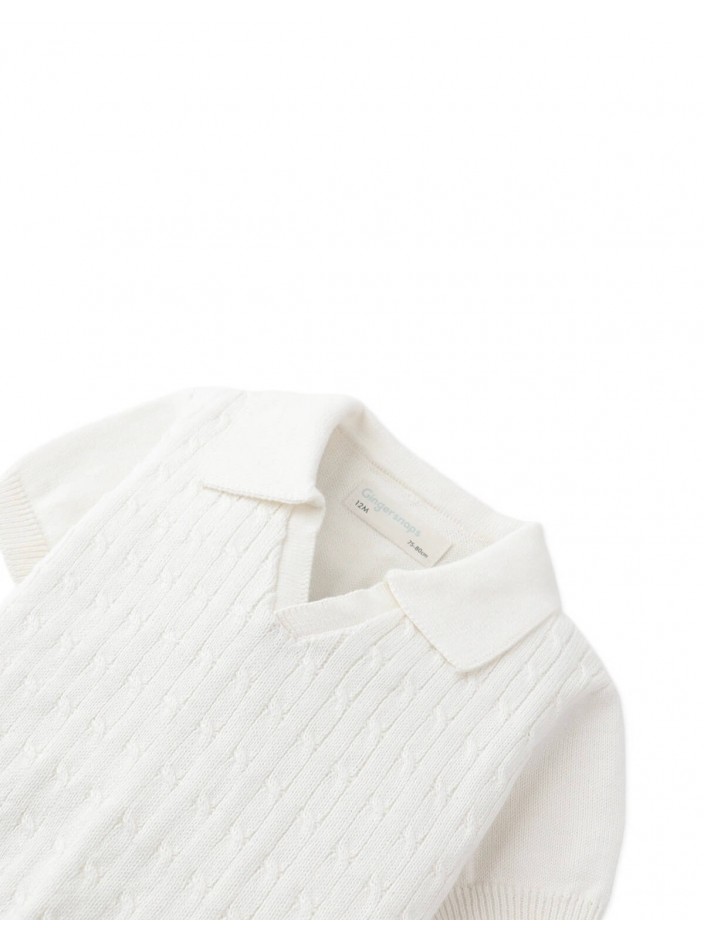 Baby Steven Fine Cable Knit Open-Collar Polo
