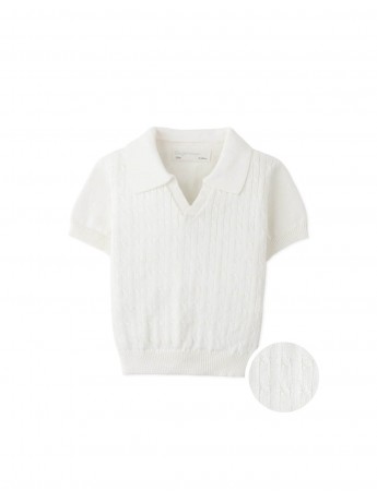Baby Steven Fine Cable Knit Open-Collar Polo