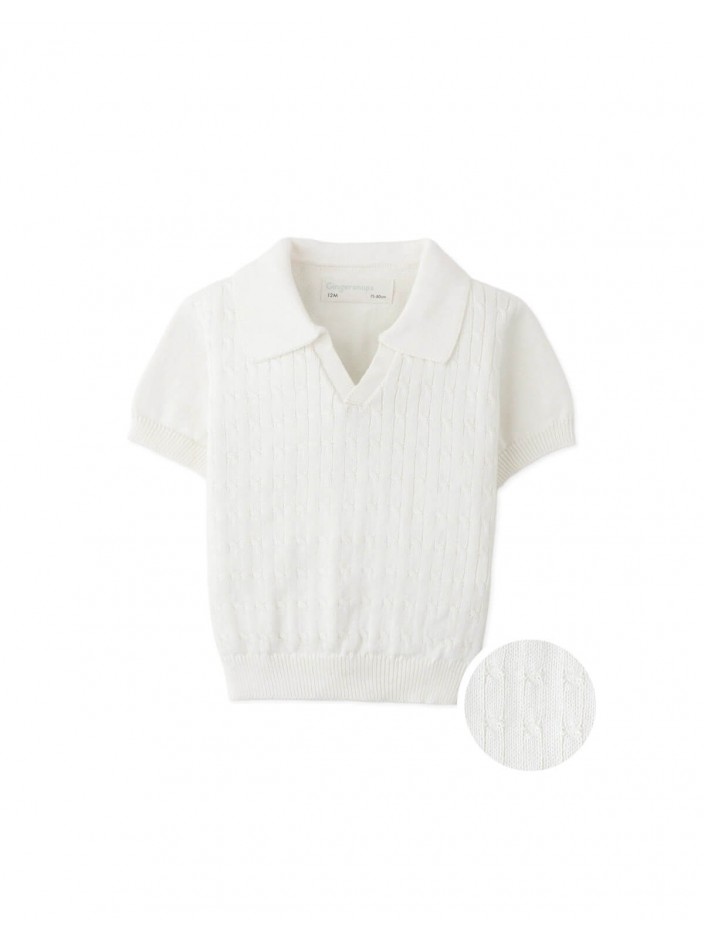 Baby Steven Fine Cable Knit Open-Collar Polo