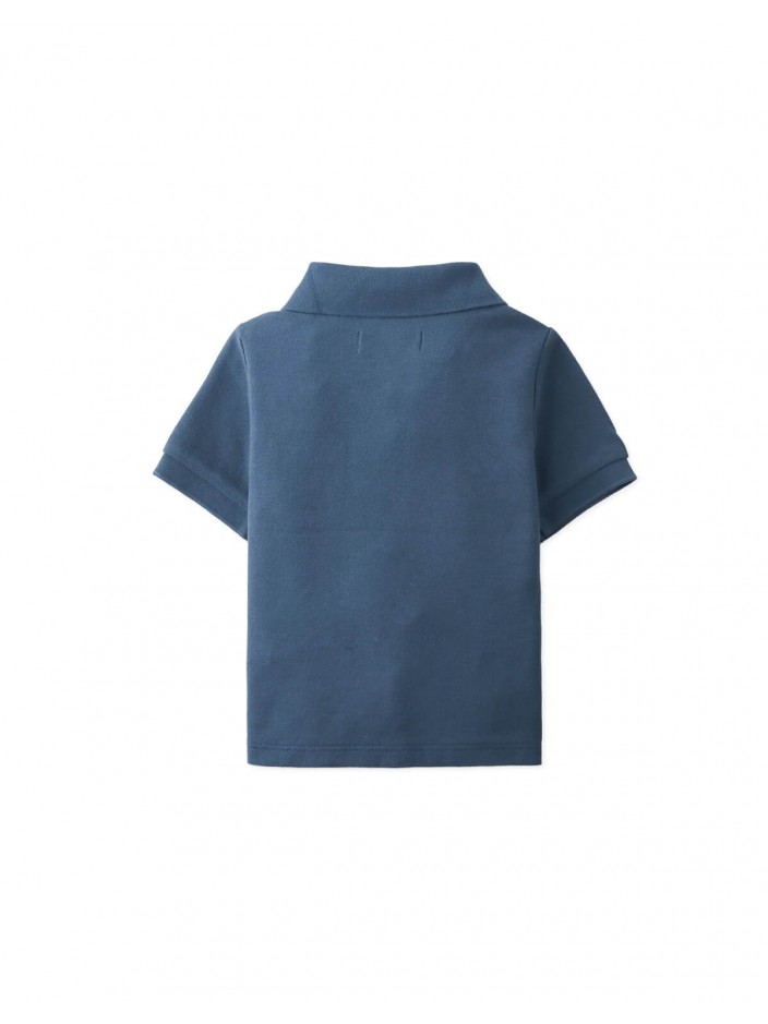 Baby Gino Piqué Striped Polo with Contrast Open Collar