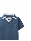 Baby Gino Piqué Striped Polo with Contrast Open Collar