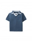 Baby Gino Piqué Striped Polo with Contrast Open Collar