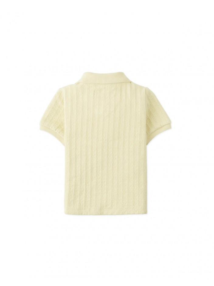 Baby Dae Cable Knit Open Collar Polo