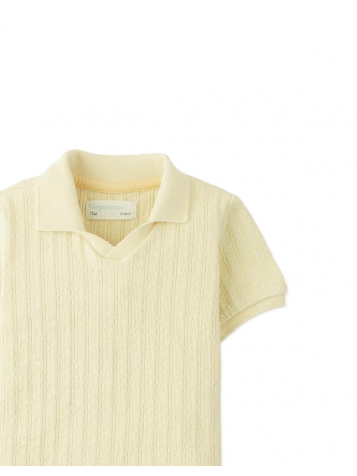Baby Dae Cable Knit Open Collar Polo