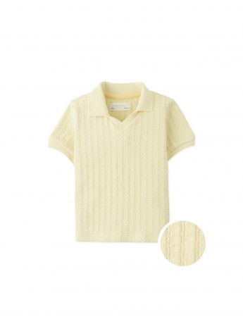 Baby Dae Cable Knit Open Collar Polo