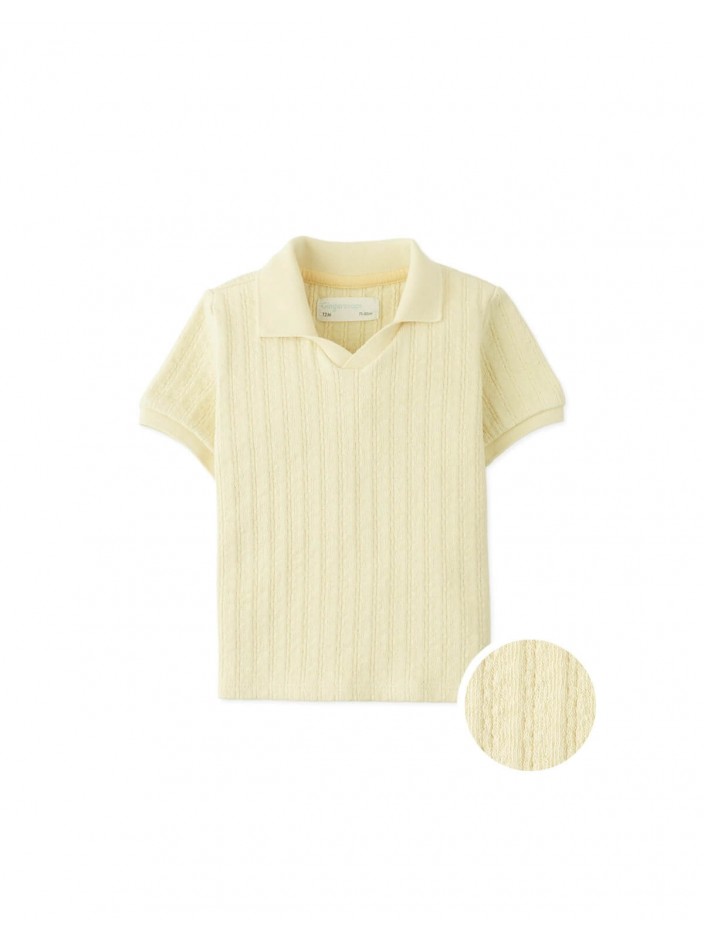 Baby Dae Cable Knit Open Collar Polo