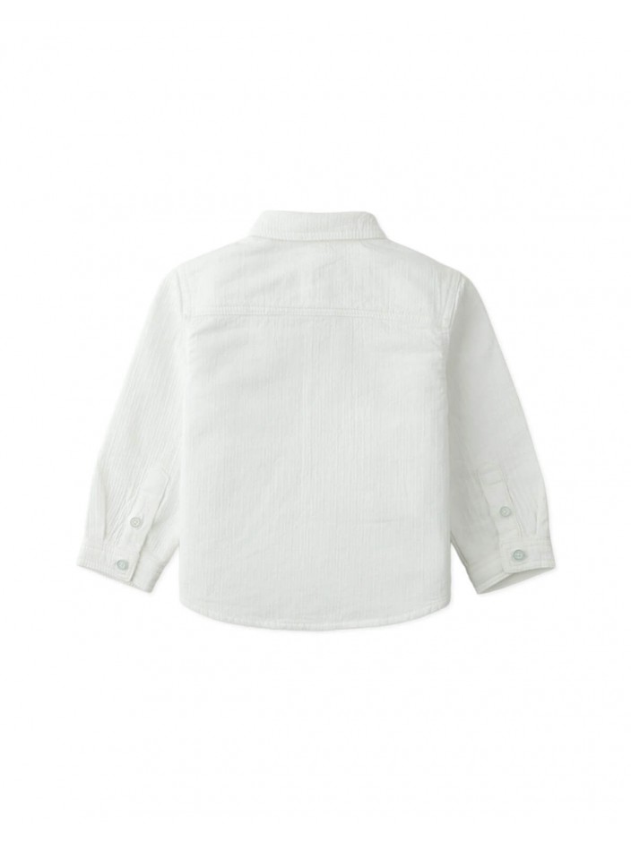 Baby Toru Long-Sleeve Embroidered Overshirt with Patch Pockets