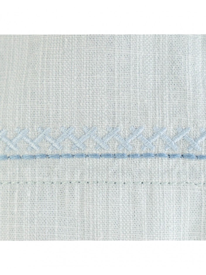 Kenji Panama Shirt with Patch Pocket and Embroidered Border