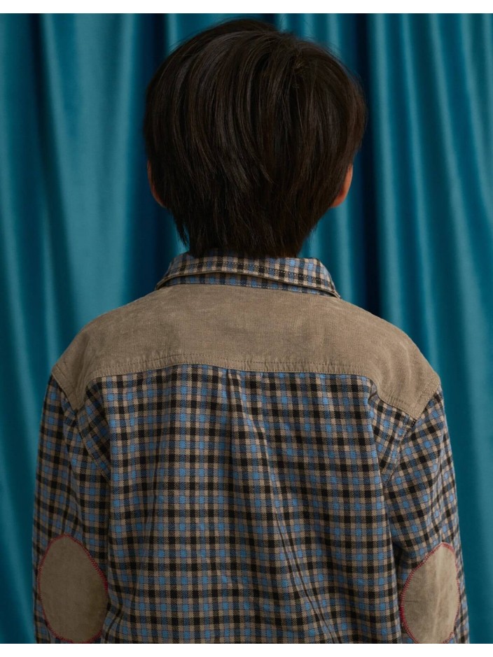 Zeno Checkered Woven Workshirt with Fine Corduroy Combination