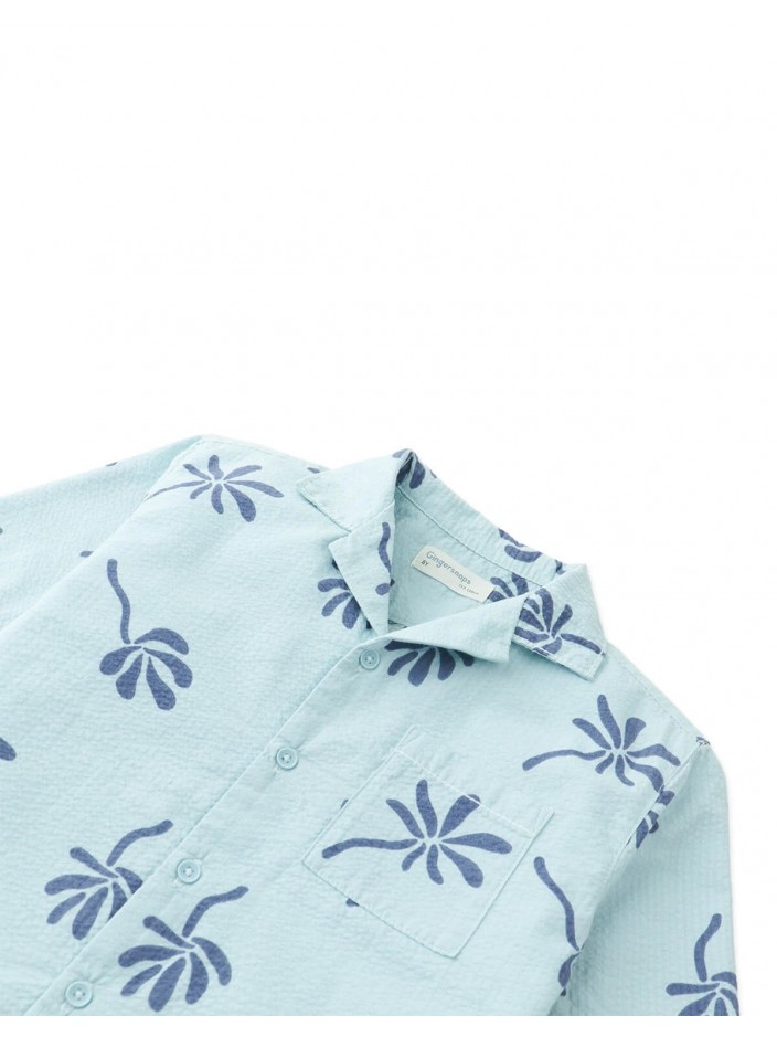 Takumi Abstract Floral Seersucker Camp Shirt