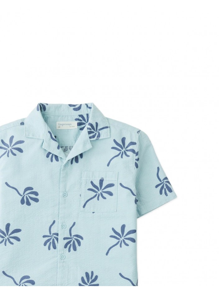 Takumi Abstract Floral Seersucker Camp Shirt
