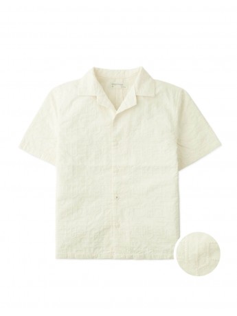 Tadashi Geometric Eyelet Camp Collar Shirt