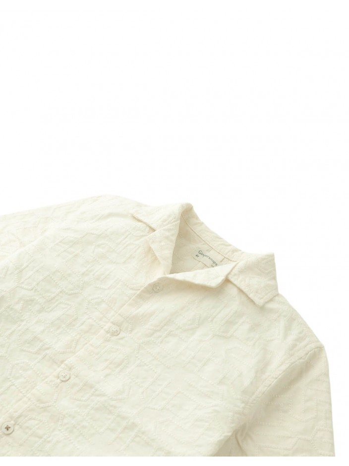 Tadashi Geometric Eyelet Camp Collar Shirt
