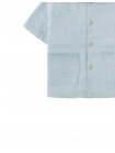 Baby Kaito Button-Up Shirt with Patch Pockets and Embroidered Border
