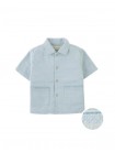 Baby Kaito Button-Up Shirt with Patch Pockets and Embroidered Border