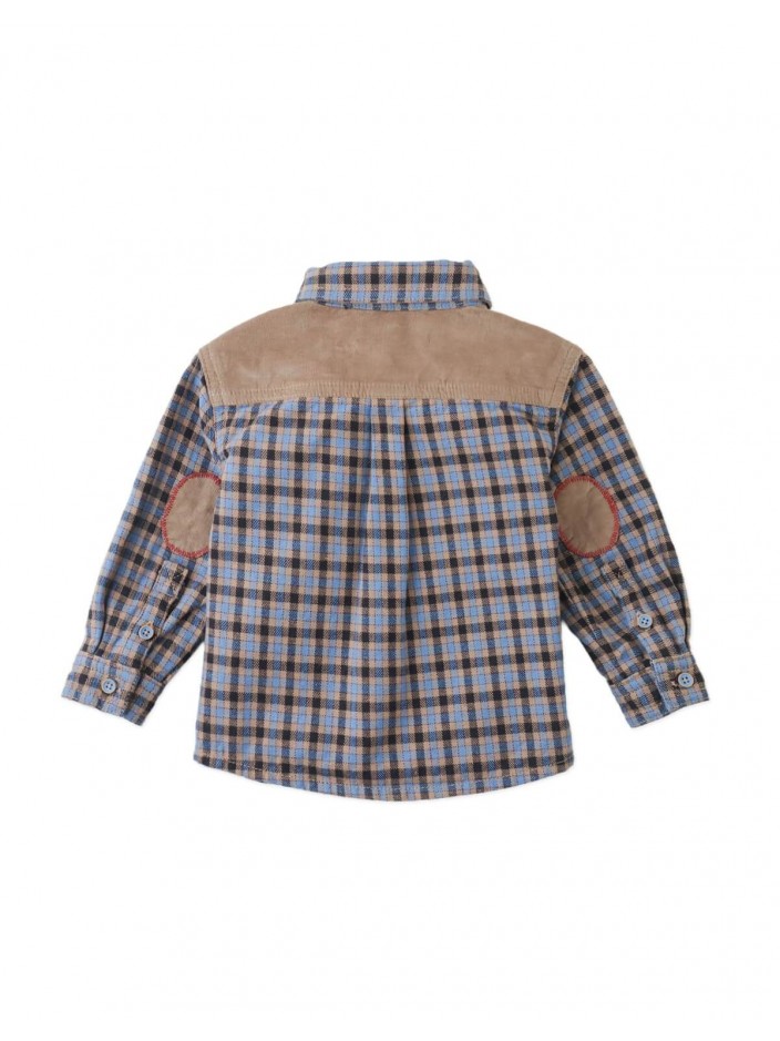 Baby Zeno Checkered Woven Workshirt with Fine Corduroy Combination