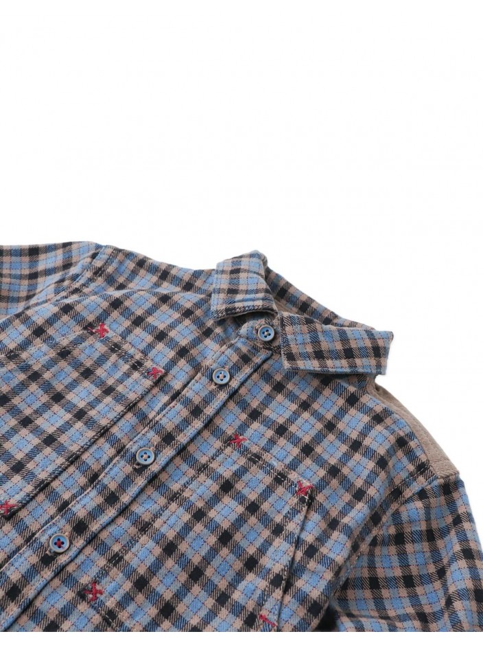 Baby Zeno Checkered Woven Workshirt with Fine Corduroy Combination