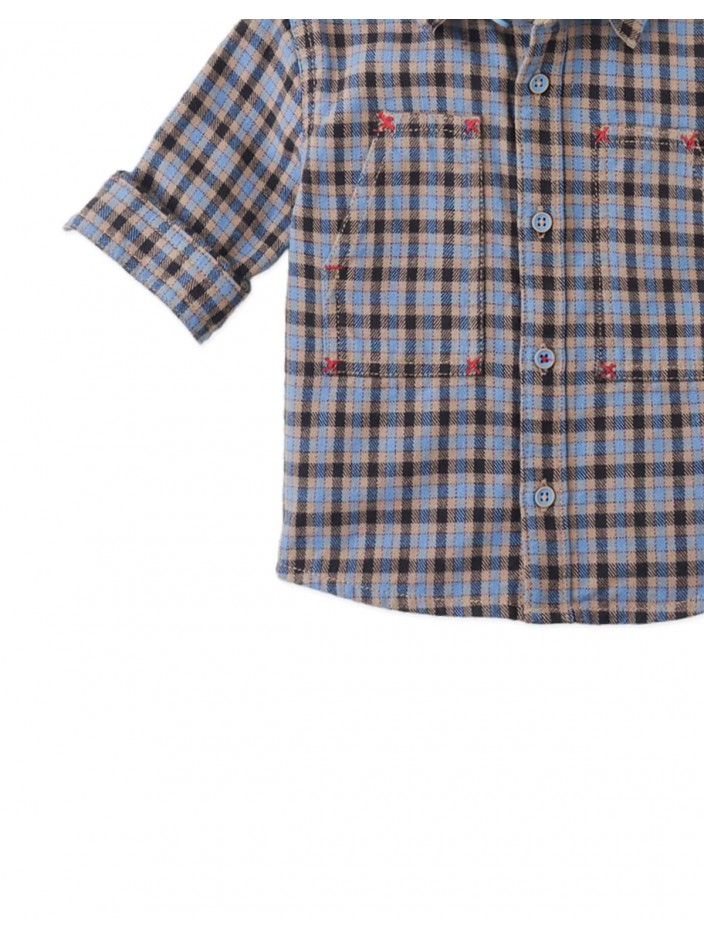 Baby Zeno Checkered Woven Workshirt with Fine Corduroy Combination