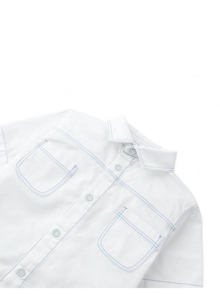 Baby Arvin Patch Pocket Button-Up Shirt with Contrast Stitching
