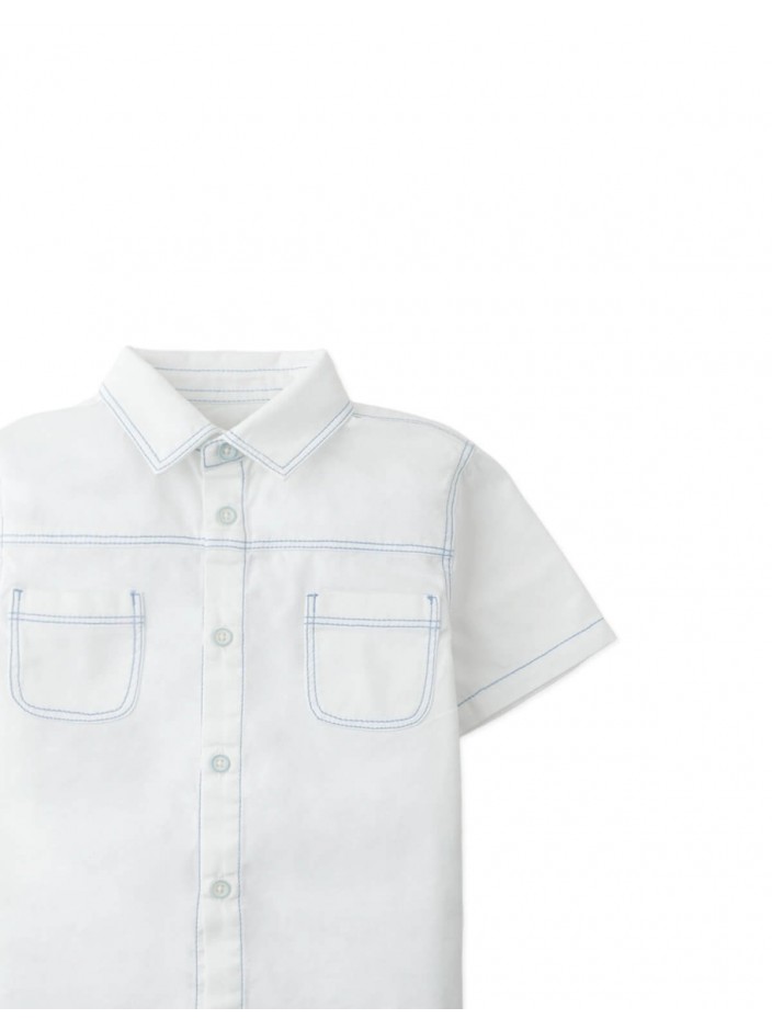 Baby Arvin Patch Pocket Button-Up Shirt with Contrast Stitching