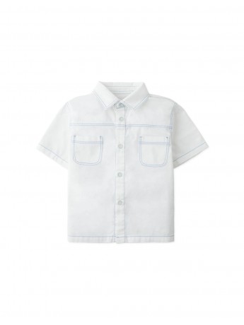 Baby Arvin Patch Pocket Button-Up Shirt with Contrast Stitching