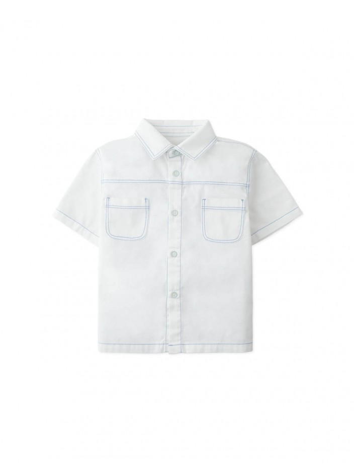 Baby Arvin Patch Pocket Button-Up Shirt with Contrast Stitching